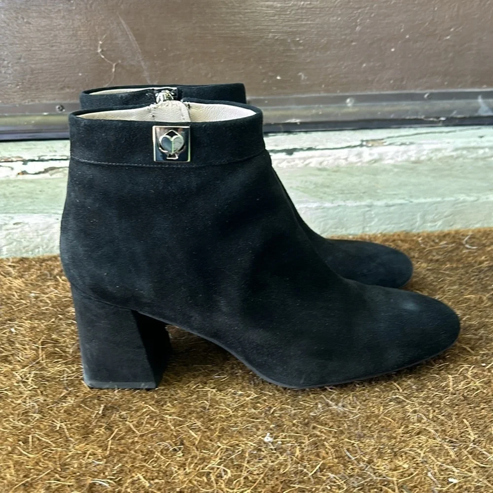 Kate Spade Adalyn Ankle Boots Black Suede Size 9 Booties Fall Boots